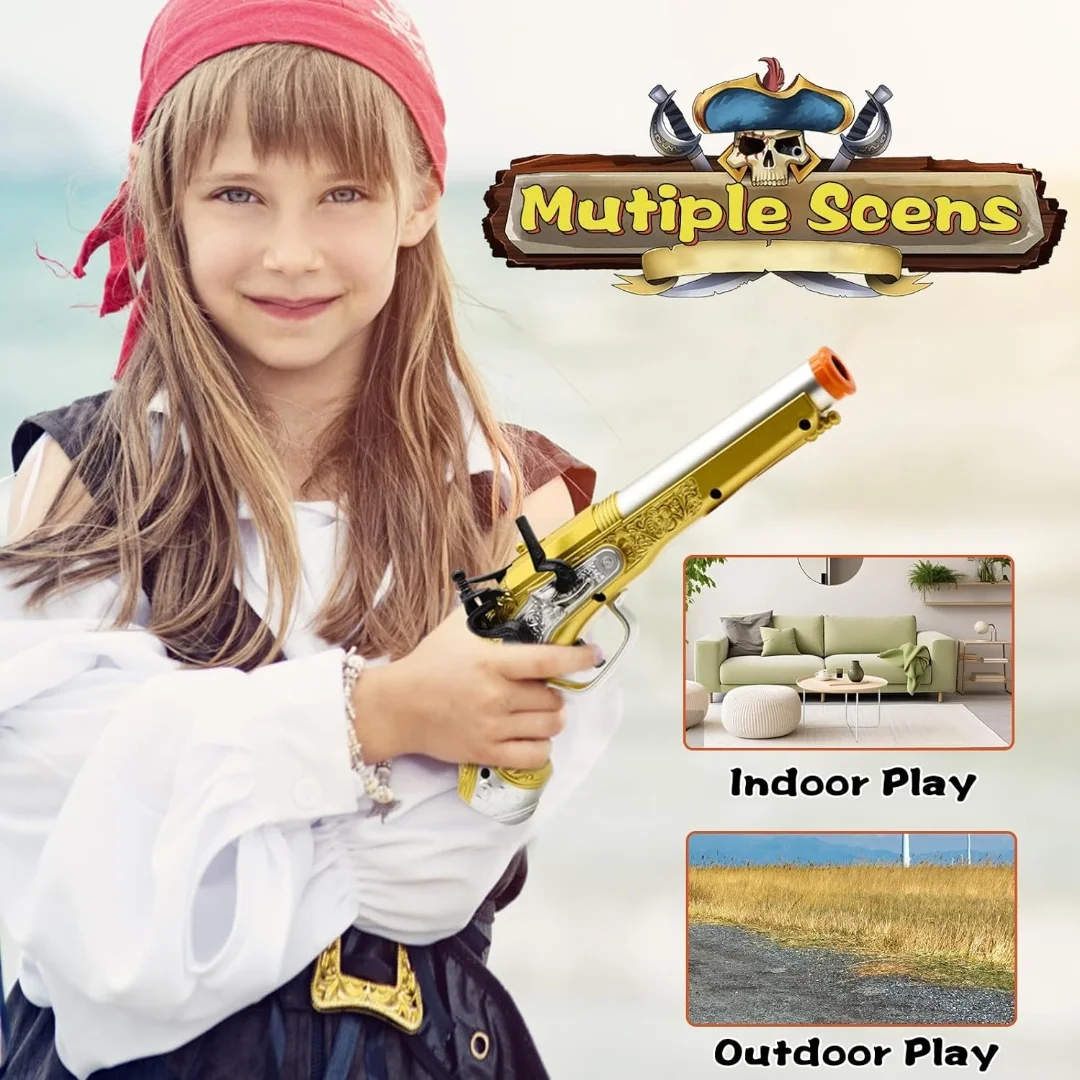 Pirate Toy Foam Blaster for Kids Boys Pirate Flintlock Pistol Toy  gun 6