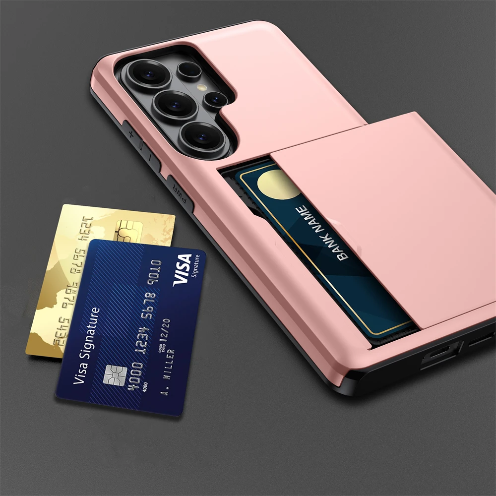 Ultimate Wallet Cover Card Holder Slot Shockproof Phone Case with Slider Card Feature