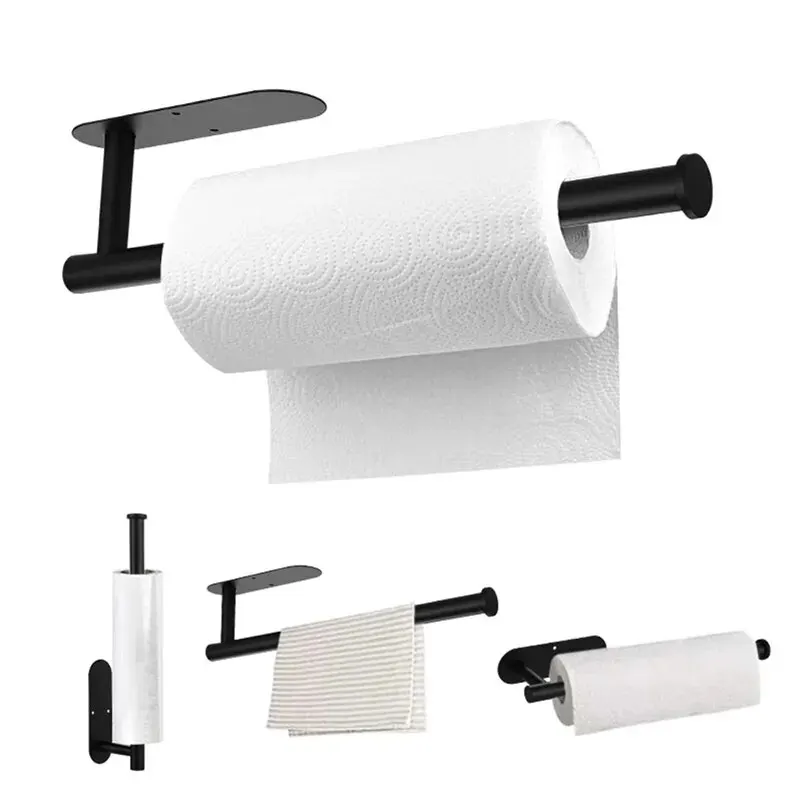 Wall Mounted Toilet Paper Towel Rack Self-adhesive Bathroom Kitchen Storage Hook Stainless Steel Wall Rack towel rack wall mounted hook rack towel hook rack