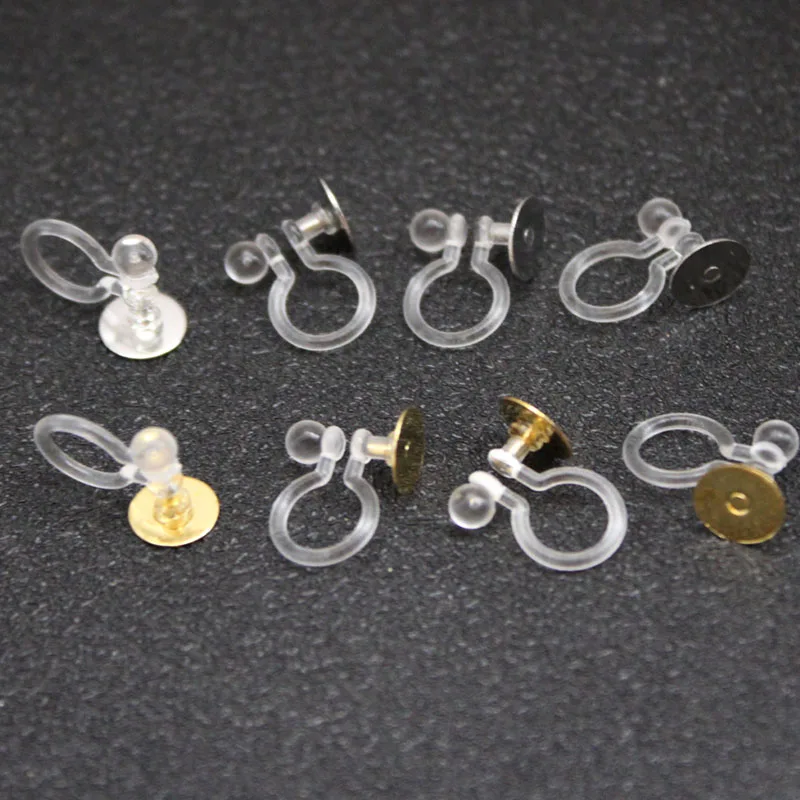 20 Stück Harze U-förmige Ohrclips Ohrringe Erkenntnisse mit Edelstahl Ohrringe Herstellungszubehör Cabochon-Fassungen für DIY-Schmuck