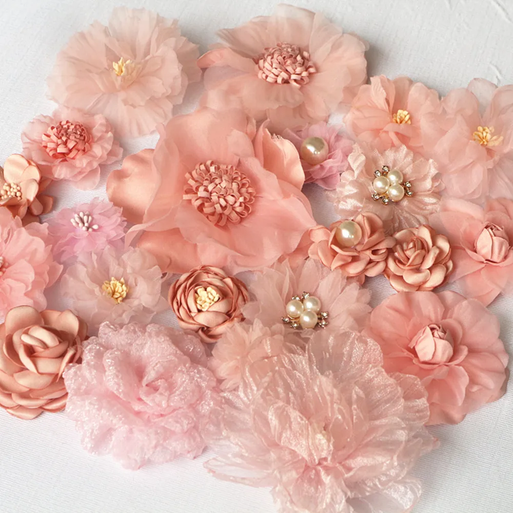 

20 шт./комплект, шифоновая ткань с розовыми цветами