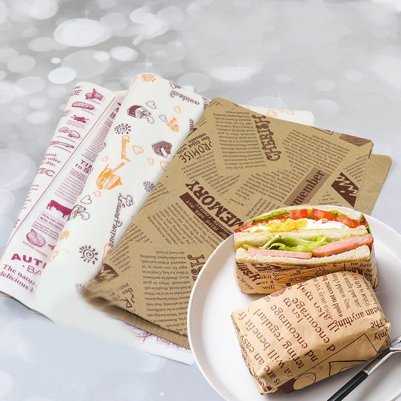50/100pcs Oil Proof Wax Paper for Food Baking Barbecue Burger Fries Bread Baking Paper Plate Mat supplies