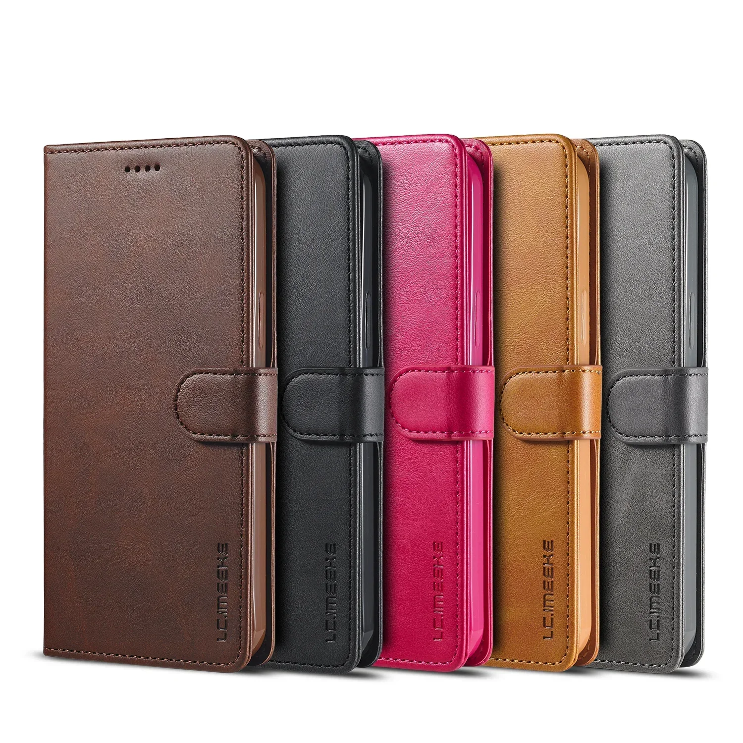 Leather Folding Wallet Phone Case with Card Holder & Kickstand Feature