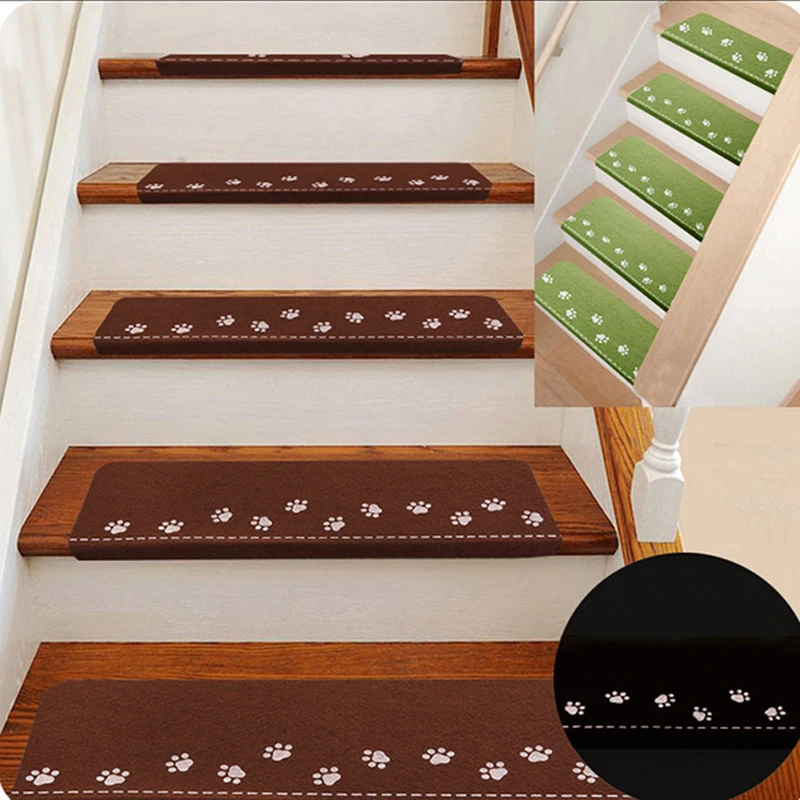 

1pc Self-adhesive Floor Carpet Mat Luminous Soft Stair Stepping Mat Non-slip Water Absorption Stair Carpet Mat Protector Rug