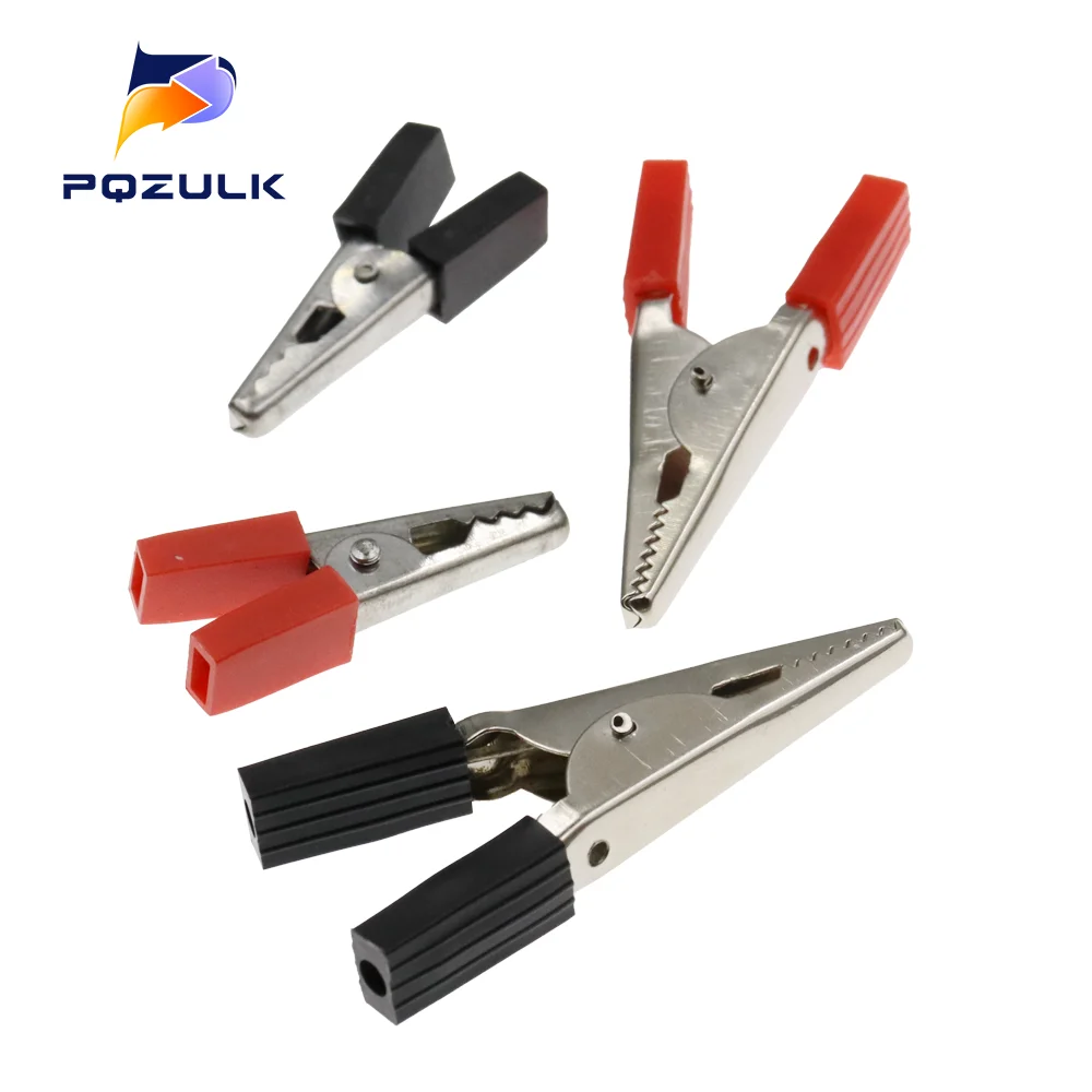 10PCS Insulated Crocodile Clips 35MM 50MM Plastic Handle Cable Lead Testing Metal Alligator Clips