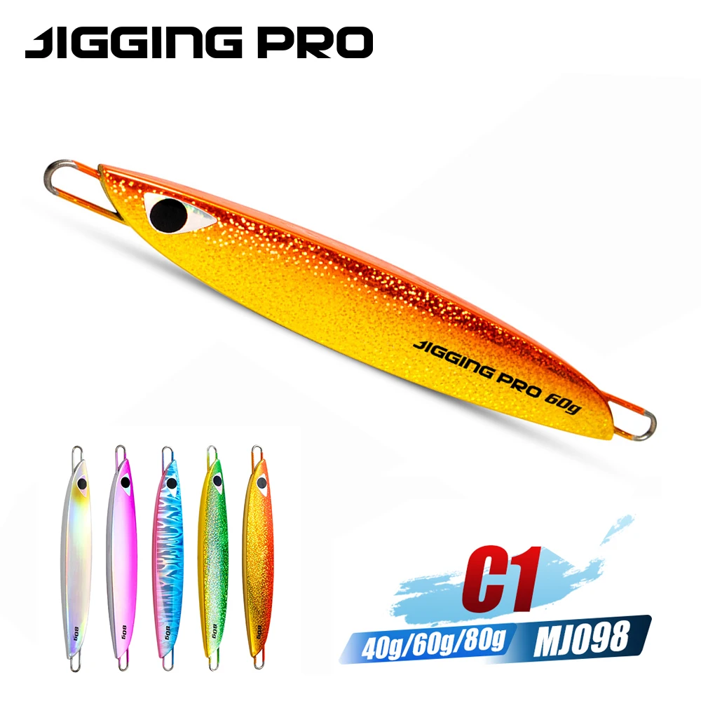 JIGGING PRO C1 MJ098 Metall-Jig 40g 60g 80g Slow Jigging Inshore Wide Side Center Balance Salzwasser-Angelköder