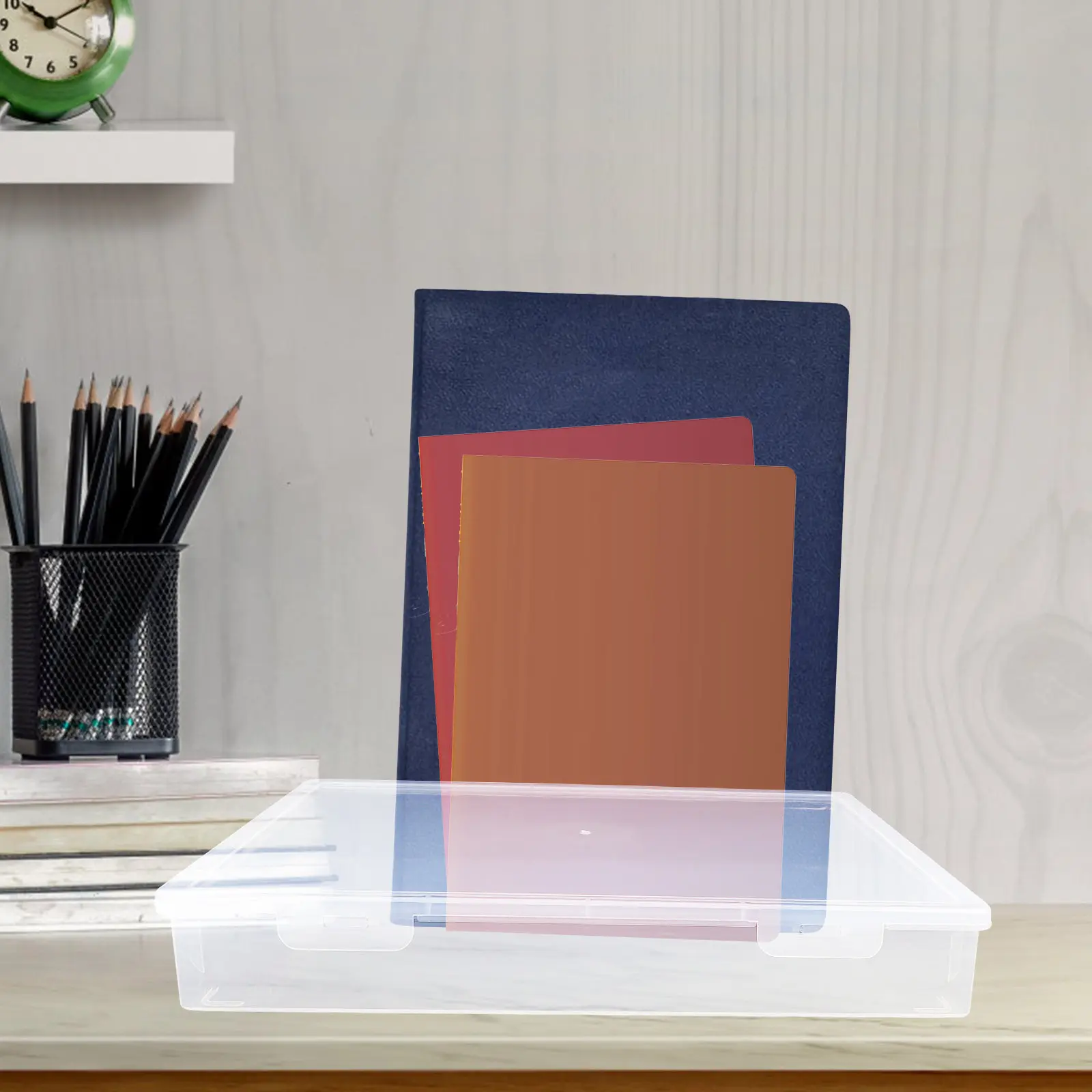 투명 PP 플라스틱 파일 보관함 플랫 디자인 버클 뚜껑 가정 사무실 문서 정리용 적층 가능 문서 보관함