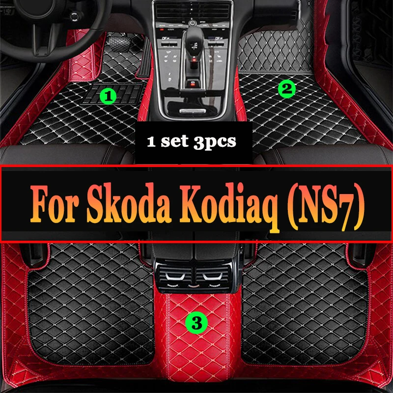 

Car Mats For Skoda Kodiaq NS7 2017~2022 2018 2019 Auto Carpets Leather Floor Mat Rugs Pad Interior Parts Car Accessories 7 Seat