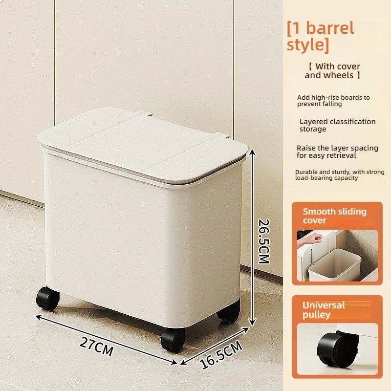 White Concise Design Durability Plastic Waste Container with Look Feet Wheel Perfect Household Cleanliness Various Indoor Space