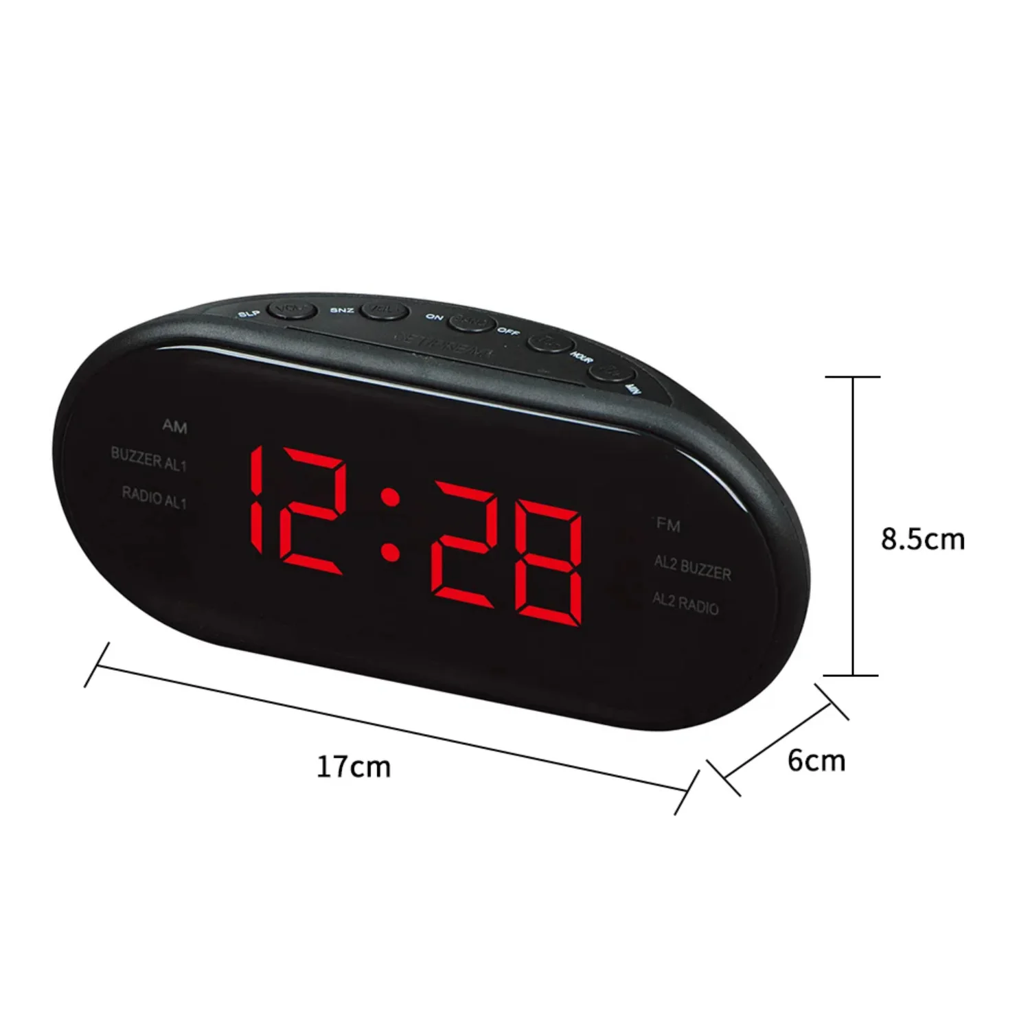 220V EU Plug AM FM Dual Frequency Radio Alarm Clock Digital LED Clock Luminous Snooze Electronic Table Clock - Home Essentials 6