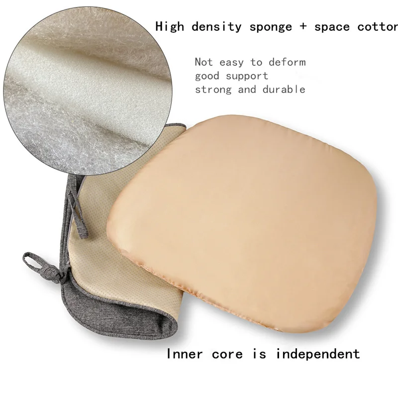 Brief Flax Non-slip Chair Cushion Comfortable Home Sponge Dining Chair Cushions Washable Outdoor Garden  Chair Pad Car Seat Mats 6