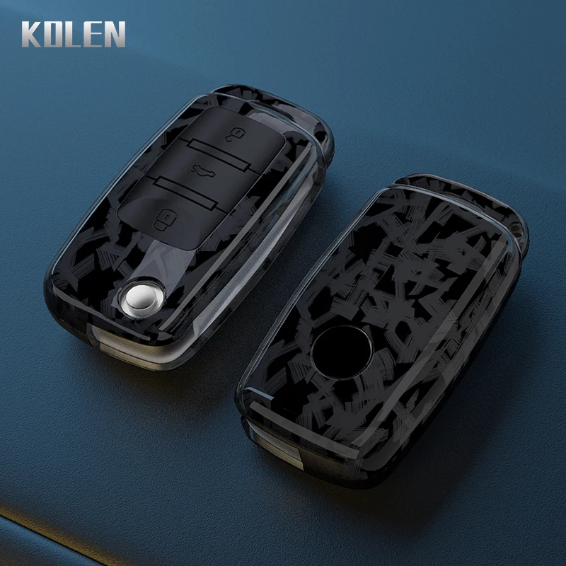 ABS Carbon Fiber Car Key Case for VW Volkswagen Polo Golf Passat Beetle Tiguan Seat Leon Altea Skoda Octavia Kodiaq