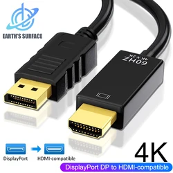 Ultra HD DisplayPort to HDMI Adapter Cable for Displays and Projectors (4K DP to HD)