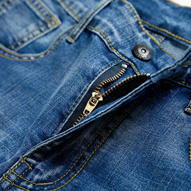 여름 반바지 청바지 남성 데님 바지 스트레치 진한 파란색 패션 디자인 남성 청바지 슬림 스트레이트 남성 짧은 청바지 Hombre