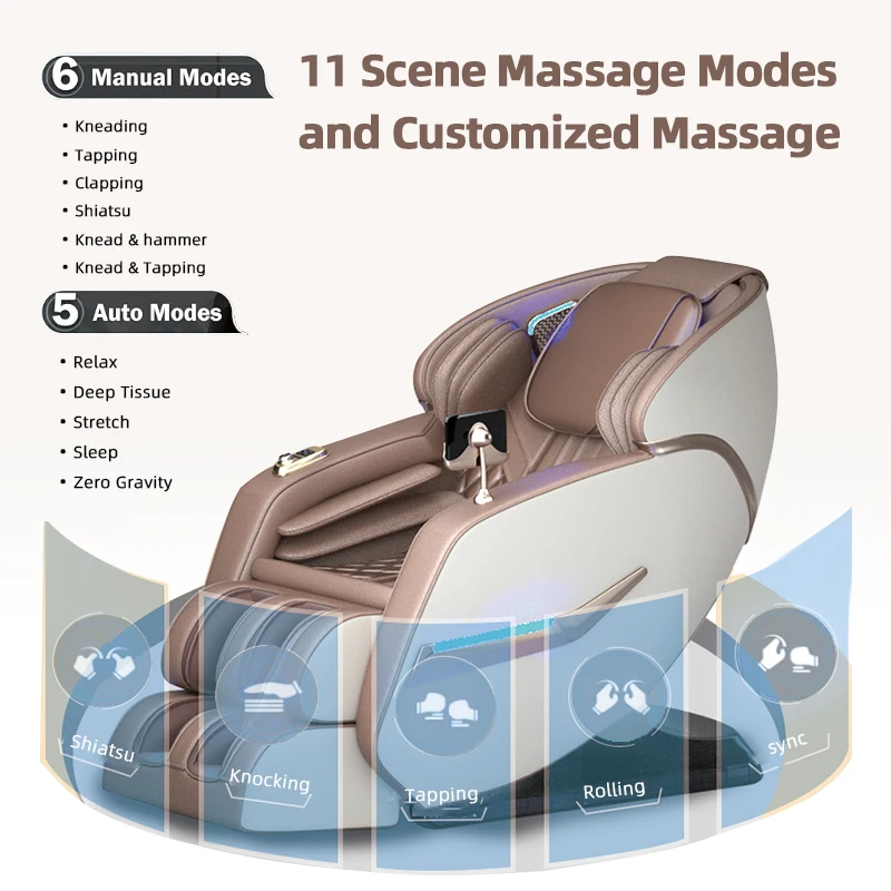3 Year Warranty 4D multifunction Zero Gravity Massage Chair SL Track Full Body Airbag Touch Screen Heating Massage Office Sofa 4