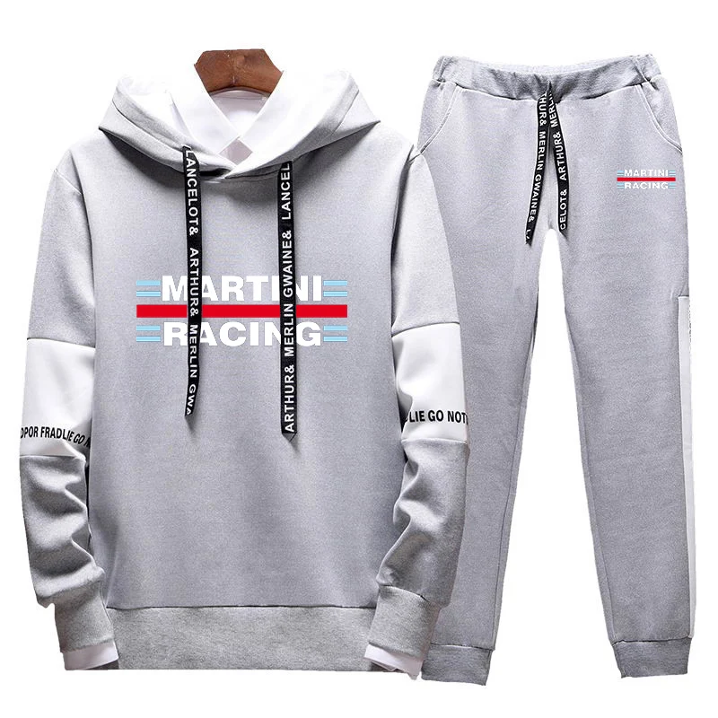 2023 new men's Martini Racing printed tricolor sweater fashion spring and autumn leisure sweatpants 2Pcs sports suit