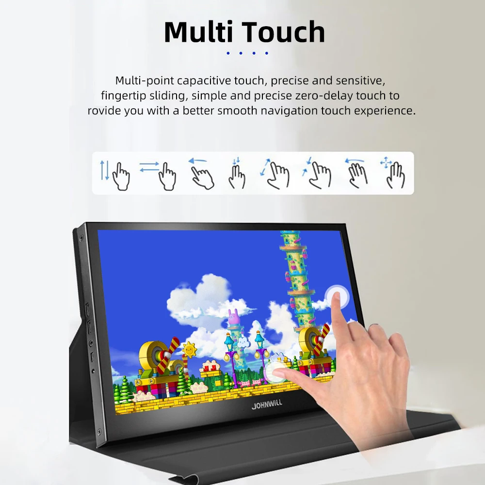 Ʈ ġ IPS ޴ , Ǯ HD 1920x1080, Ŀ , USB 5V2A ǥ HDMI DC 12V2A, 13.3 ġ