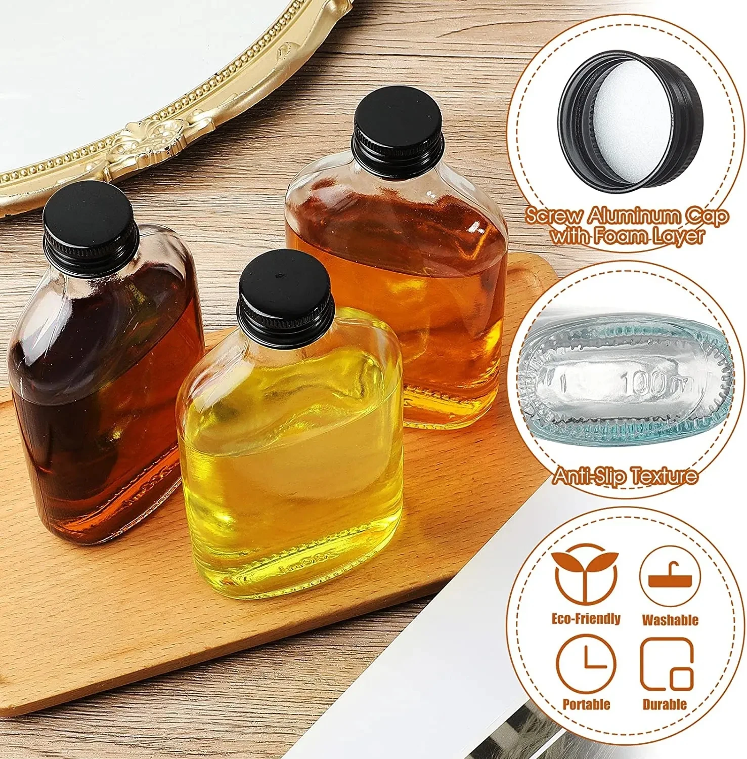 DEOUNY Mini Liquor Bottles Reusable Glass Flask Bottles With Caps Clear DIY Gift For Birthday Weddings Baby Shower Party