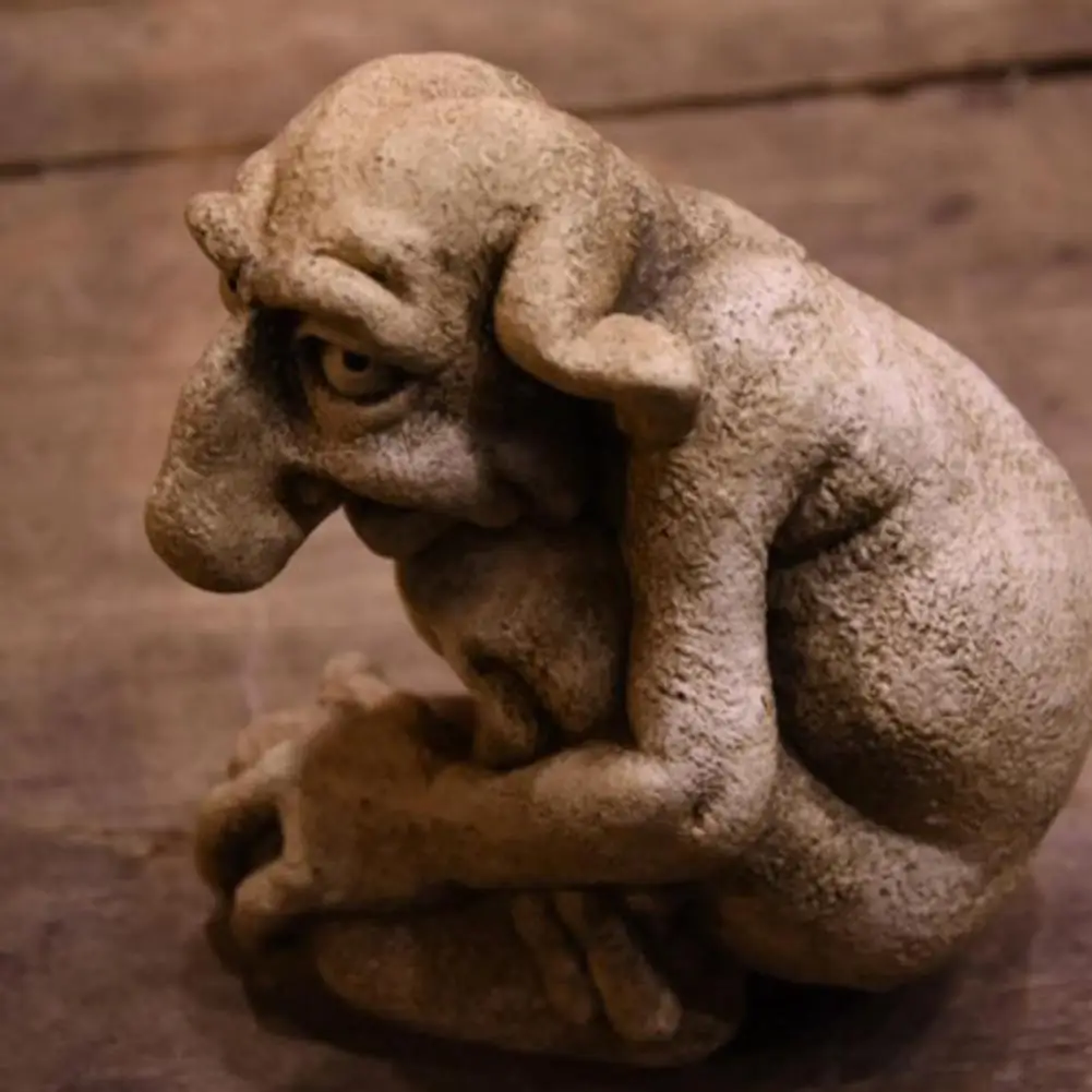Gargoyle Statue Long Lasting Gothic Sculpture Reusable Anti-Fading  Fashion Vintage Style Troll Sculpture