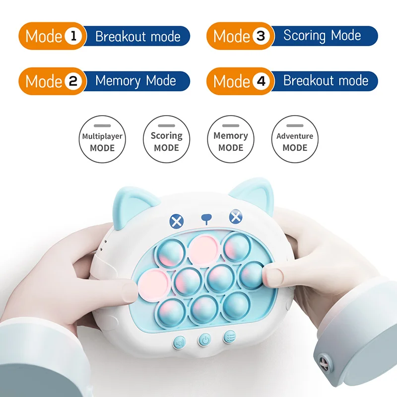 Electronic Pop Quick Push Bubbles Game Machine Kid Cartoon Fun Squeezing Toys Anti Stress Sensory Bubble Toy Gift 3 Colors 1 pcs sensory fidget toy