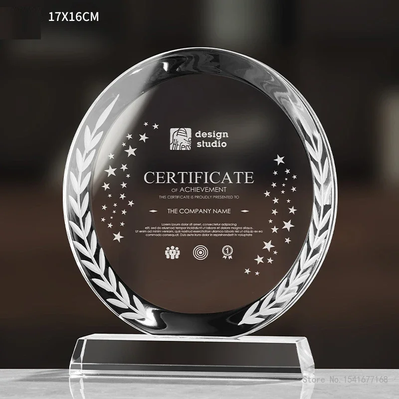 Custom-made Fully Transparent Crystal Trophy High Honor Souvenir Home Decors Awards Can Carve Geometric Shape Medal Creative 1Pc