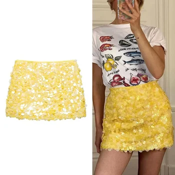 Sexy Sequin Mini Skirt Women Fashion Party Slim Hip Package Female Short Skirts 2025 Summer Street Club Shining Lady Skirt 1