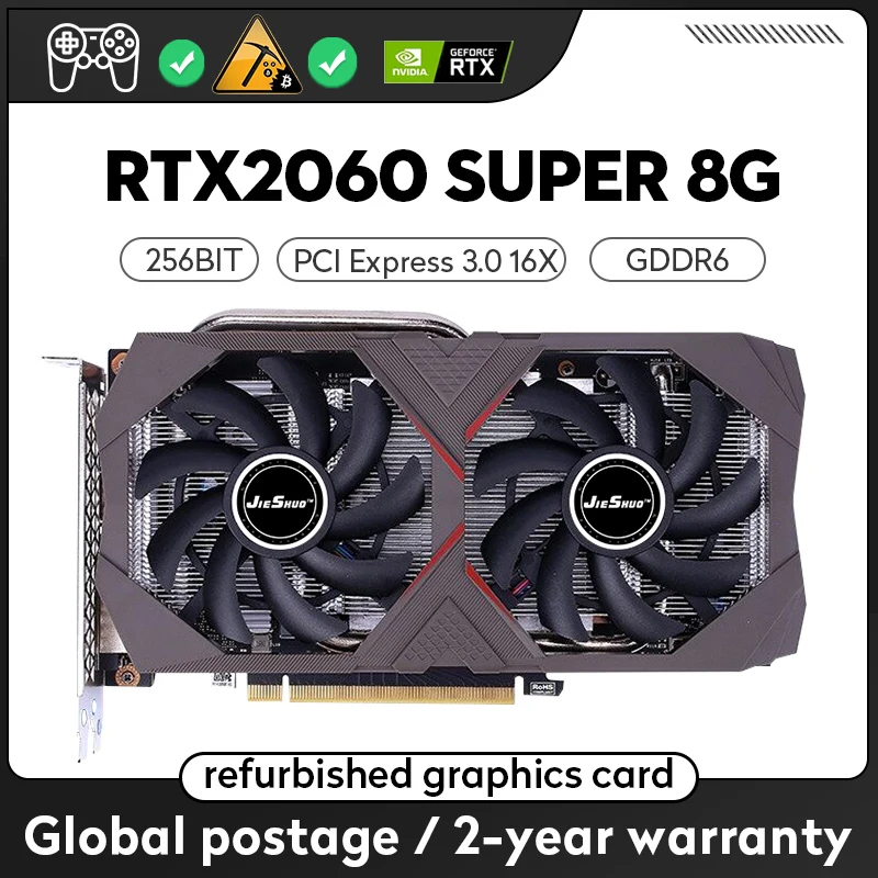 Jieshuo Rtx2060 Super 8Gb 256Bit Computer Game Graphics Pci Express 3.0X16 Geforce Rtx2060Super 8G Gaming Video Card Rtx 2060 S