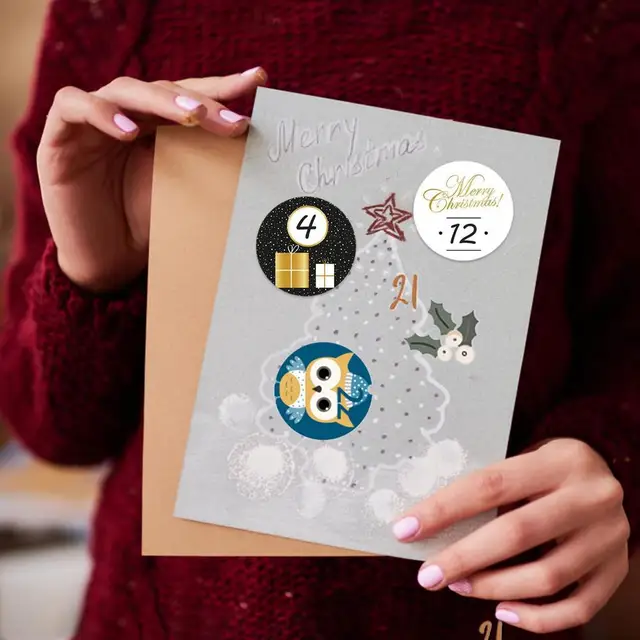 192 Autocollants Calendrier De L'Avent Noël - Numéros 1 à 24, Motifs Festifs - Pour DIY, Emballages Cadeaux