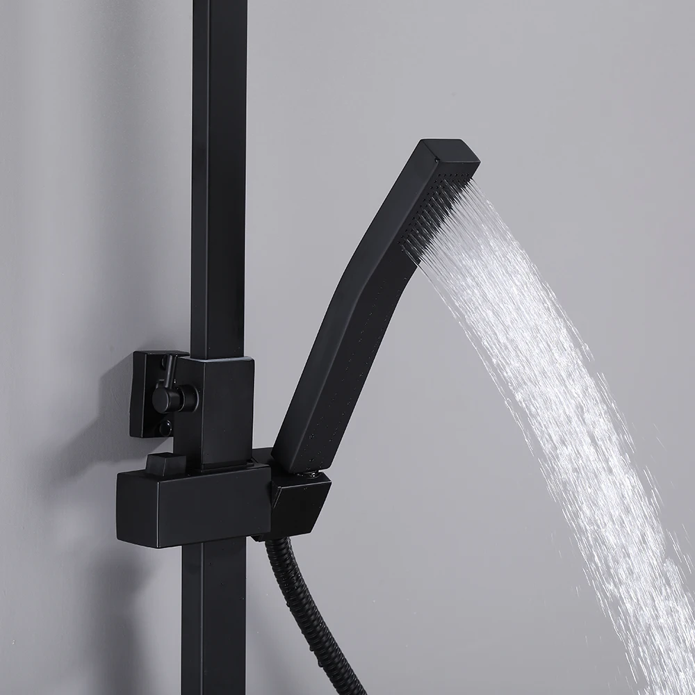 Black Display Thermostatic Shower Faucet Set Brass Multi-Function Can Extend Bathroom Bathtub Tap