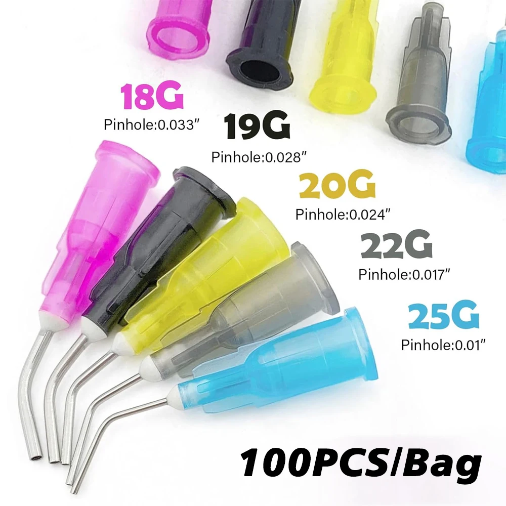 100Pcs/Pack FODRK Iigation Pe Bent Needle Tips Delievey Syinge Dental Tooth Cleaning Oal Cae Disposable_voghion.com