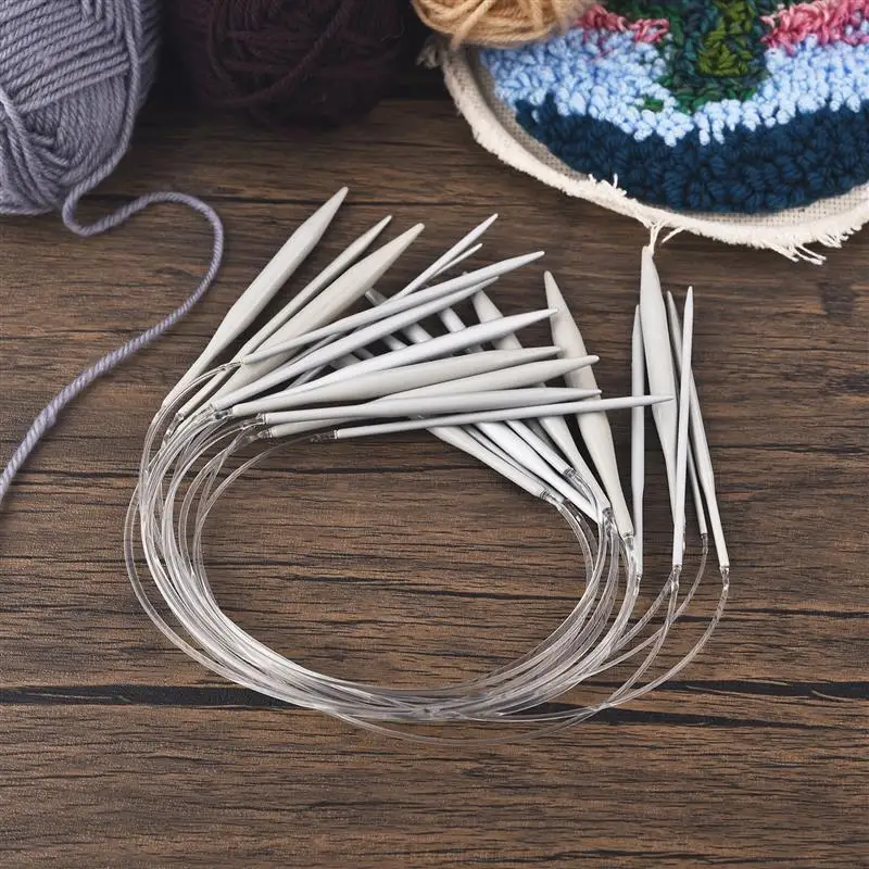2.0-8mm Sweater Knitting Needle Stainless Steel Ring Needlework 40cm Weaving Circular Knitting Needlework Kits DIY Knitted Tool
