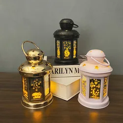 2022 Muslim Ramadan Led Small Lantern Eid Eid Ramadan Plastic Lantern Decoration Gold White Black