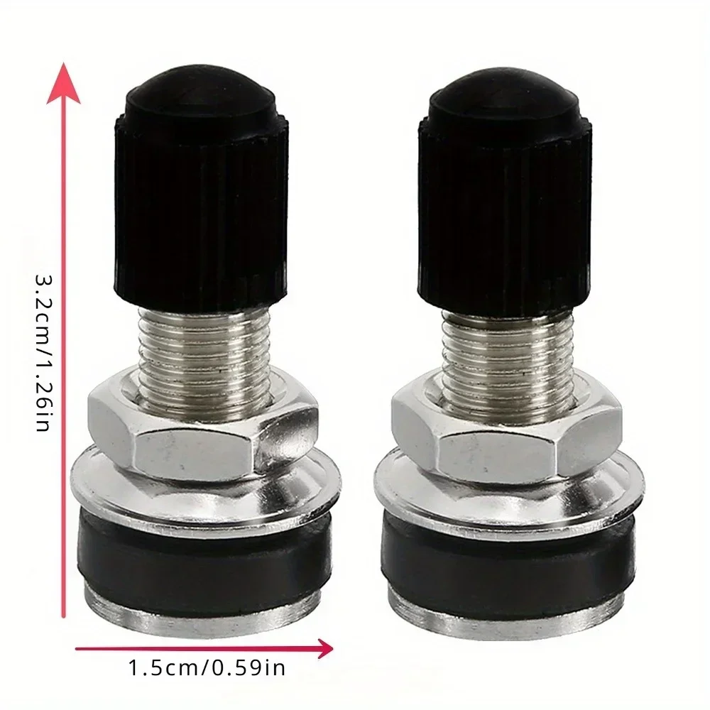 Universal Motorcycle Wheel Tubeless Valve Set with Dust Cap, 32mm (2-Pack)