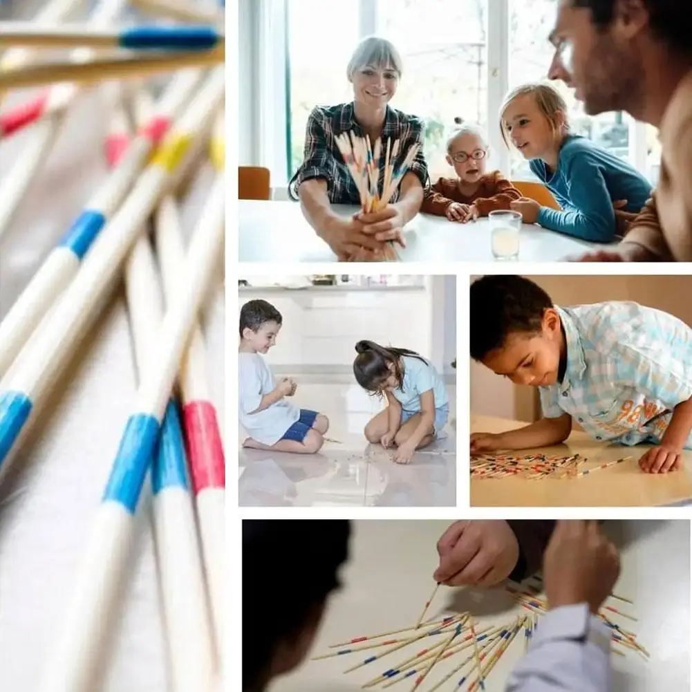 1 Box Colorful Wooden Game Stick Children Traditional Mikado Spiel Pick Up Stick Funny Desktop Toy Gift Supplies For Kid wooden game stick