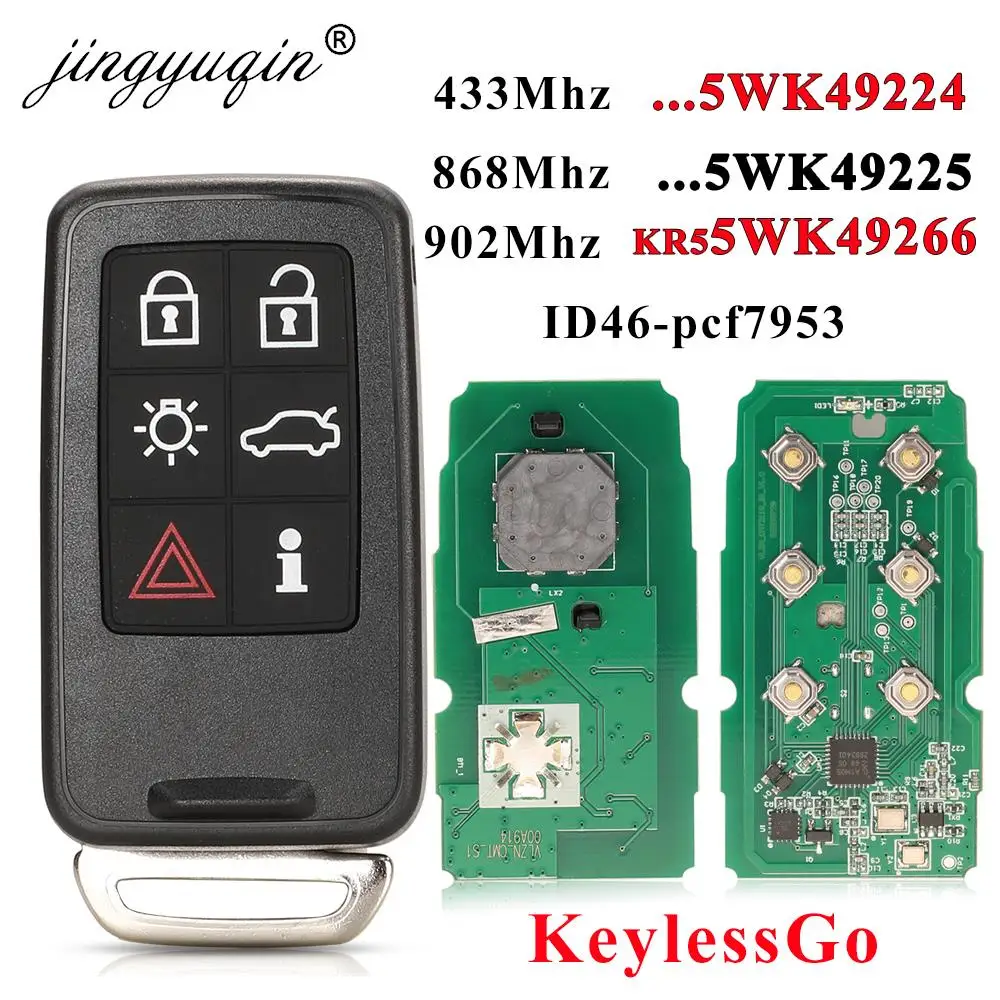 Jingyuqin-433-868-902MHz-Key-chiave-a-distanza-per-Auto-per-VOLVO-XC60-XC90-S90-S60.jpg Keyforkess 433/868/902MHz Key chiave a distanza per Auto per VOLVO XC60 XC90 S90 S60 2009-2014 PCF7953 Auto Keyless Go Smart 5WK49224 - Jingyuqin 433 868 902MHz Key chiave a distanza per Auto per VOLVO XC60 XC90 S90 S60