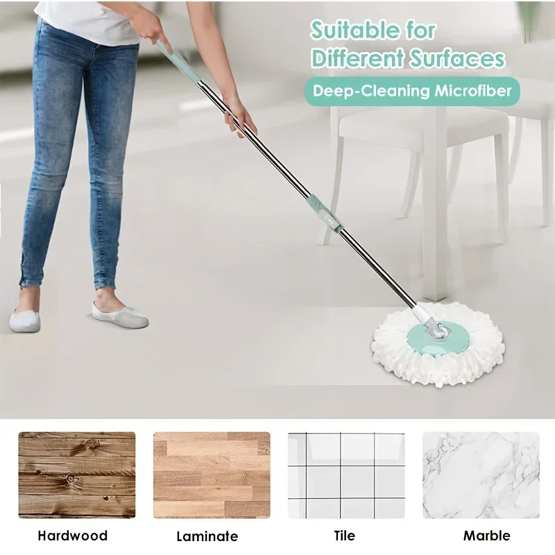 Spin Mop 3pcs mop replacement head clean microfiber tow bucket lazy magic bucket
