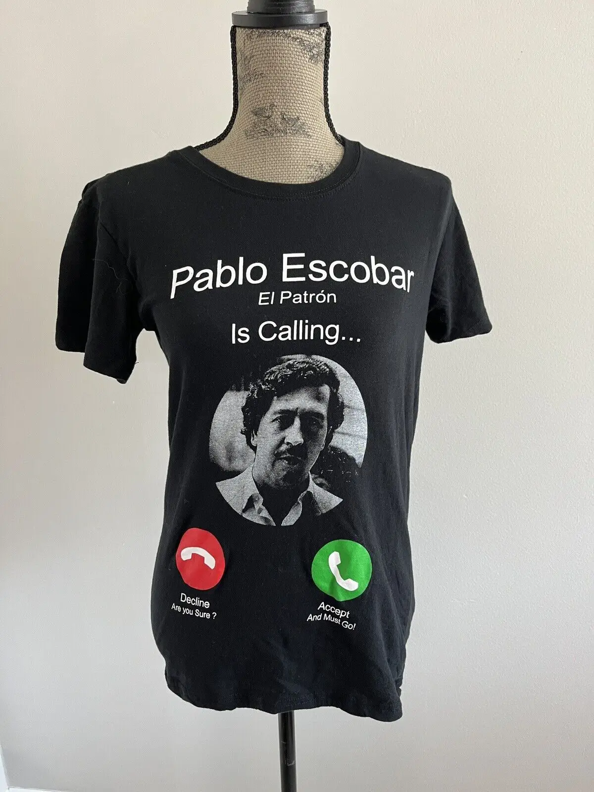 Maglietta Pablo Escobar Black El Patron Chiama Taglia S Womens Cartel Funny Coke