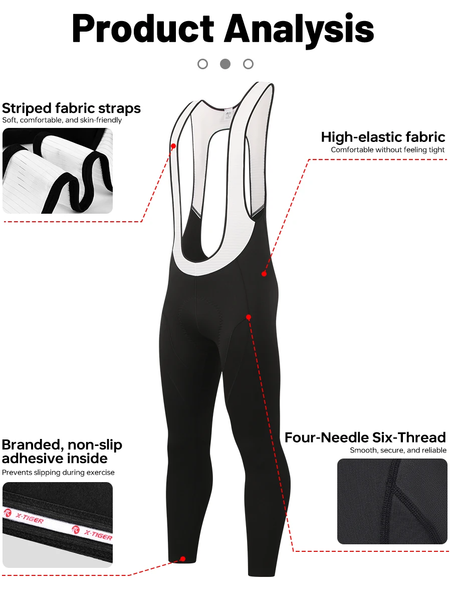 X-TIGER Neue Winter Herren Radfahren Lange Lätzchen Gel Gepolsterte Winddicht Mountain Road Bike Hosen Warme Bequeme Radfahren Leggings – Detail 3