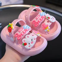 2024 Summer Baby Girl Sandals Cute Cartoon Slippers DIY Design Newborn Infant Indoor Bath Anti-slip Shoes Baby Beach Sandals 2