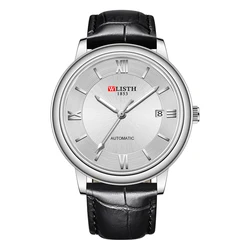 Luxury Men's Automatic Mechanical Dress Watch with Leather Strap - Waterproof and Fashionable (S925 - 4)