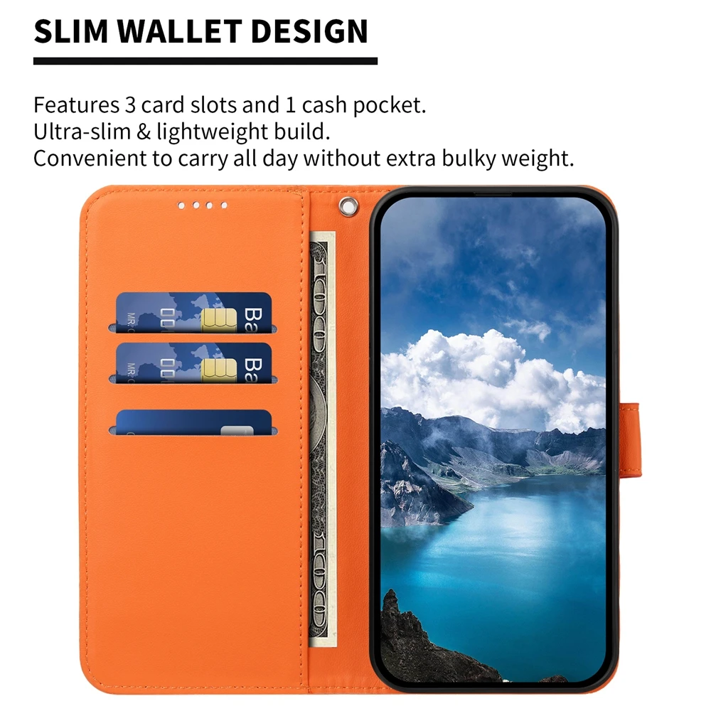 Elegant Solid Color Magnetic Leather Wallet Case with Stand and Shockproof Protection