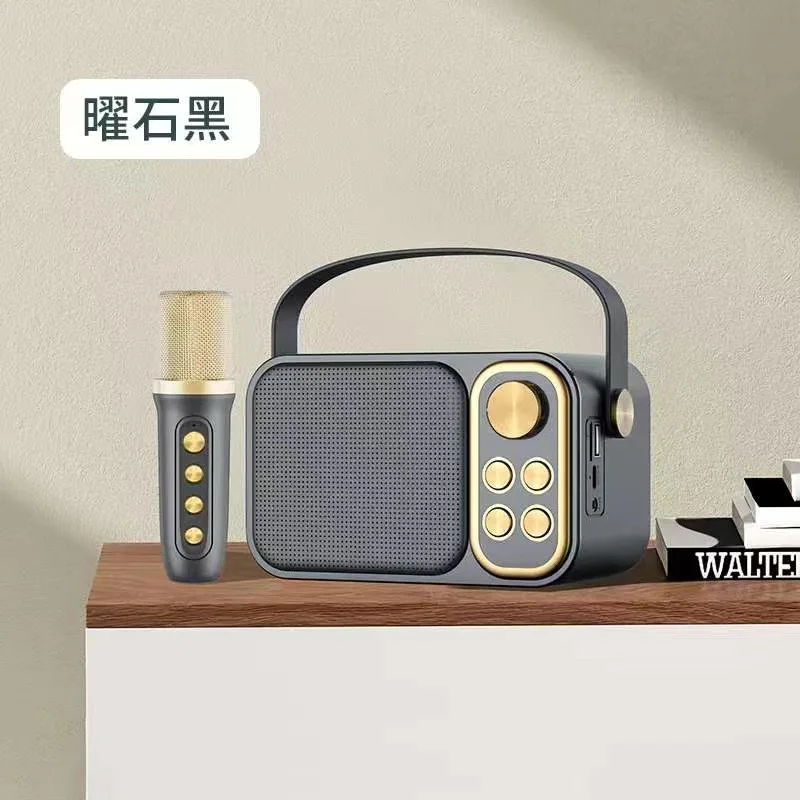 Mini Family Karaoke Boombox With Wireless Microphone Outdoor Portable