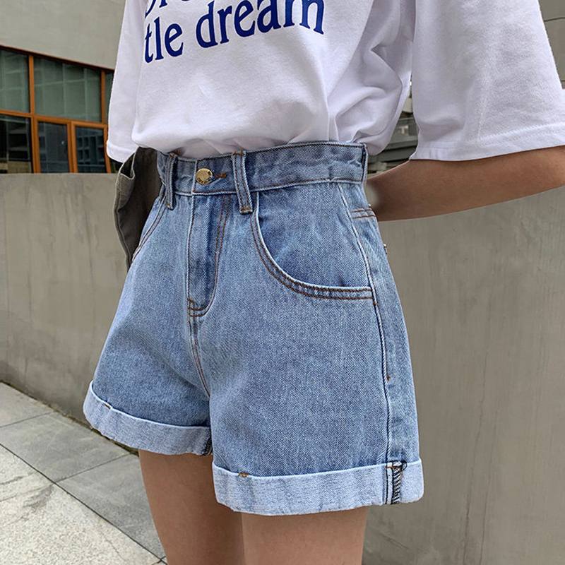 Women's Denim Shorts Summer Cowboy High Waisted Shorts New Black Korean Girl's Slim Cotton A-line Jeans Shorts Women