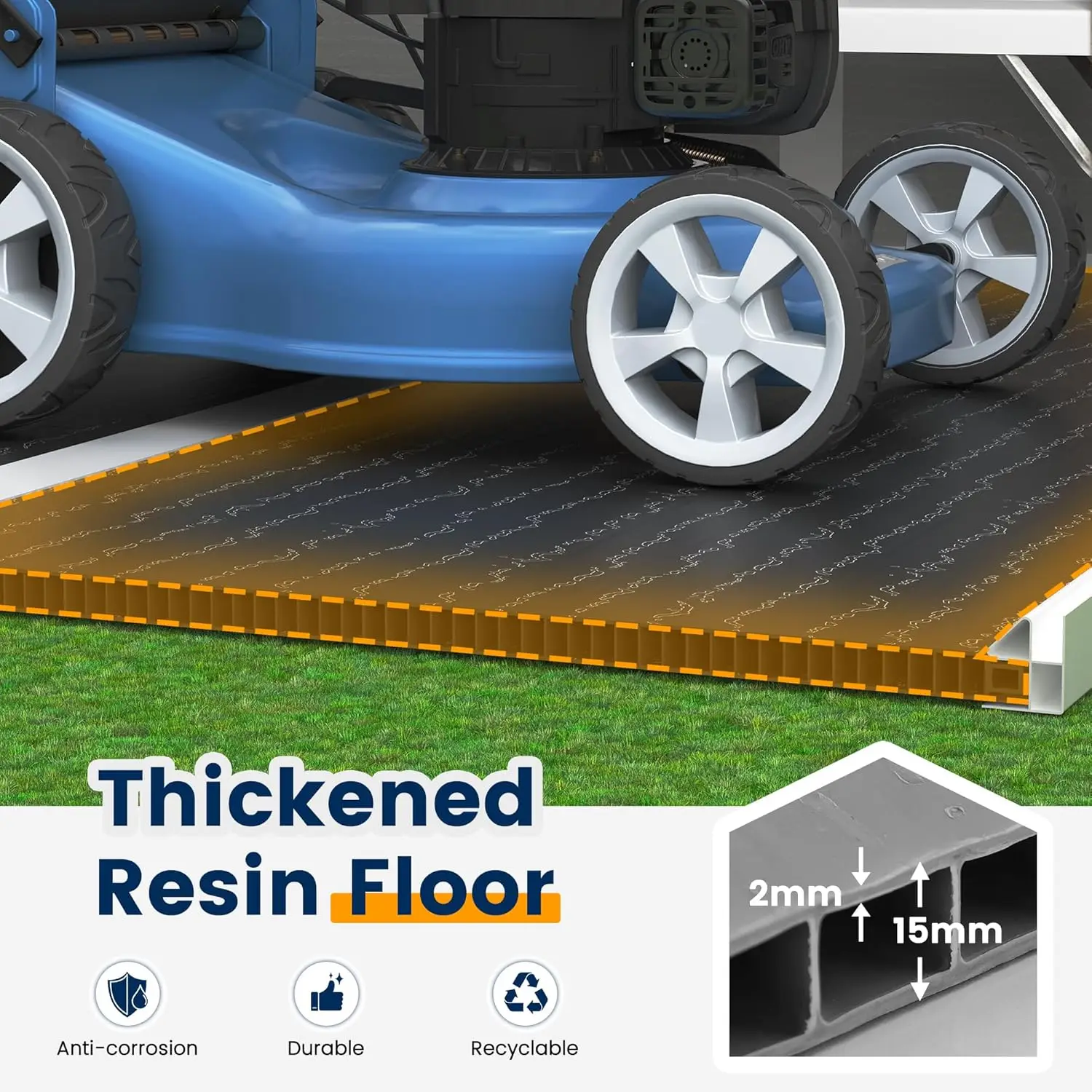 Resin Storage Shed 8 x 10 FT, Outdoor Garden Sheds with Floor Plastic Patio Outdoor Storage with Lockable Door for Bike