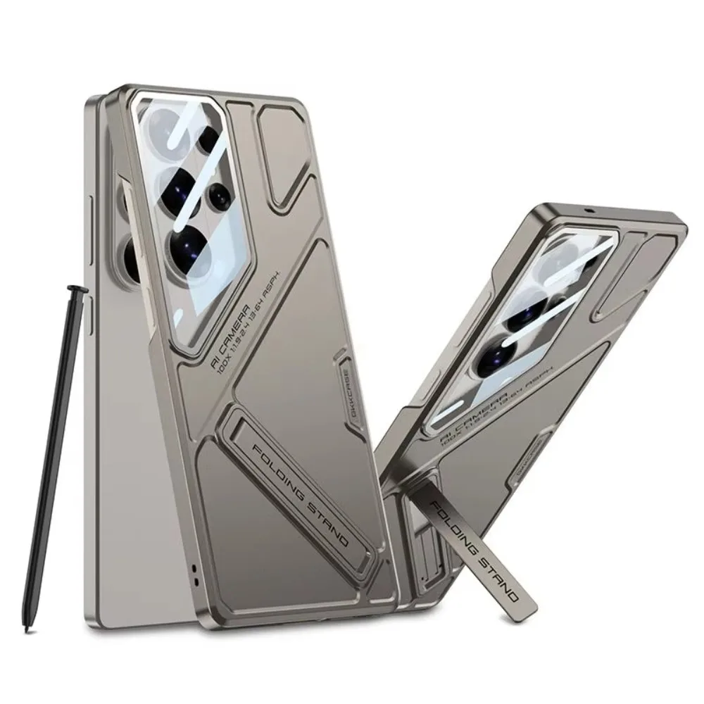 Premium Shockproof Geometric Case with Foldable Kickstand & Camera Lens Protection