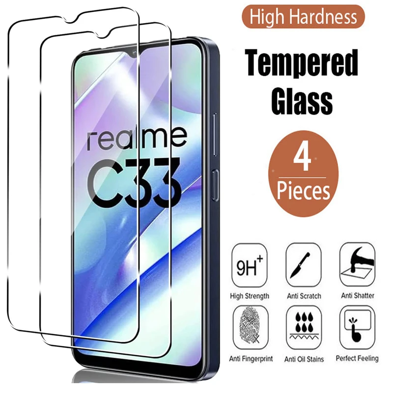 

4Pcs Full Cover Tempered Glass For Realme C33 C35 C11 C3 C25Y C21Y C21 C25Y C30S C20A C15 C25S Screen Protector Protective Glass