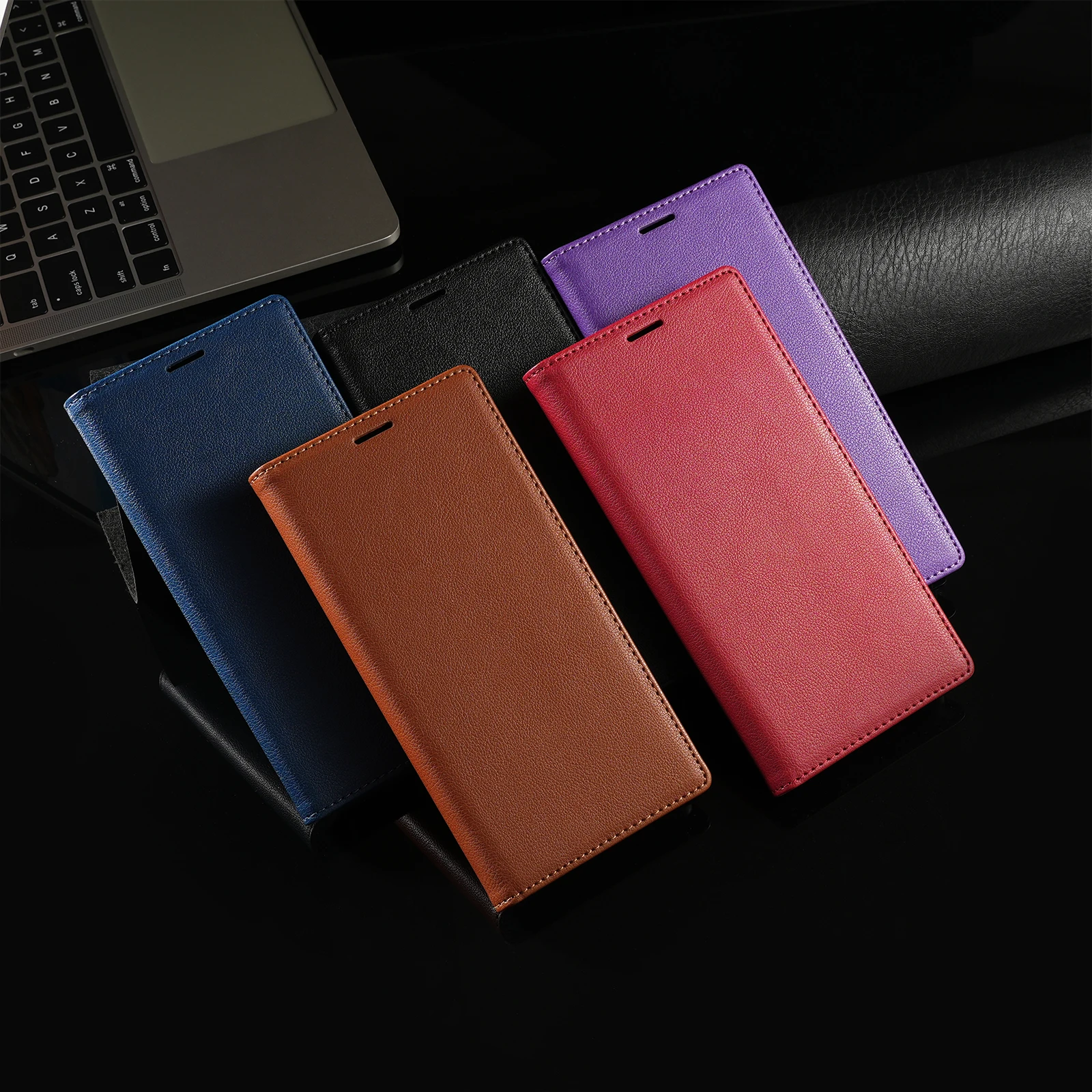 Sleek Magnetic Leather Flip Wallet Case with Kickstand