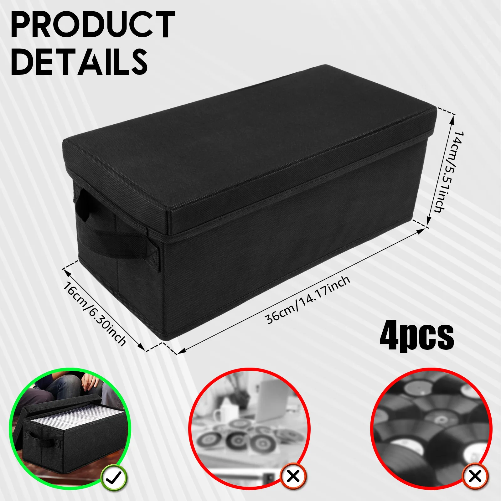 2/3/4Pcs DVD Storage Box Nonwoven Fabric CD Organizer Case with Lid Dustproof Disc Holder Box Foldable CD Storage Container New 2