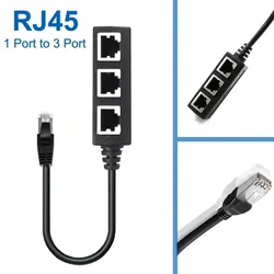 High - Speed RJ45 Ethernet Cable Splitter Adapter | 1 to 3 Connection LAN Network Solution - 0.25m