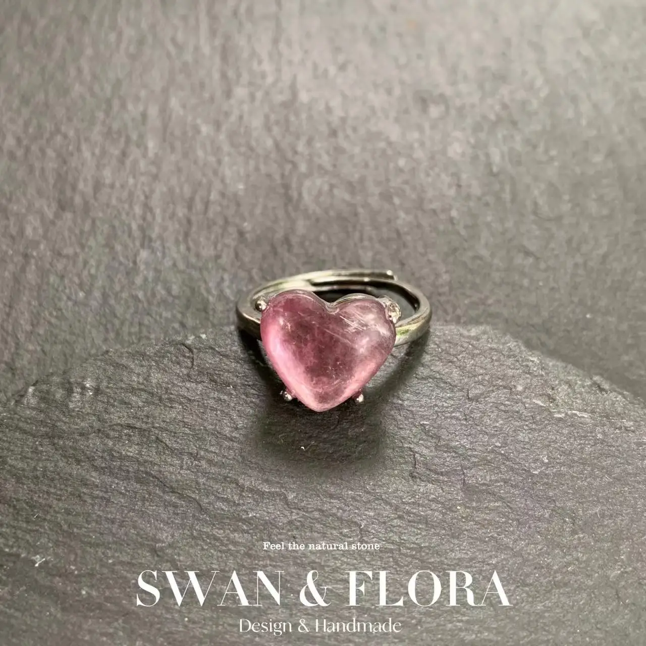 

MM Natural Purple Lepidolite Ring Adjustable Female Heart ring Jewelry for Women Gift Wholesale High Quality Vintage Fine